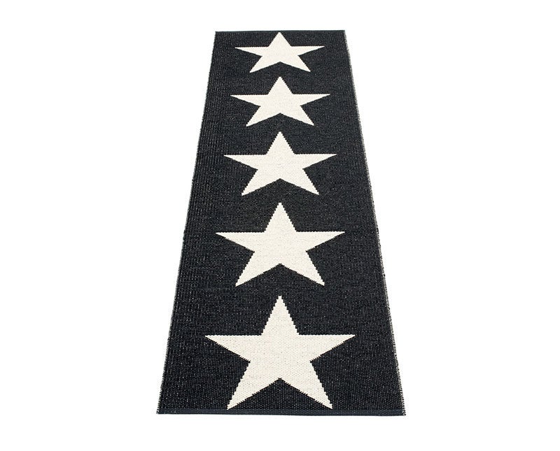 Viggo One gångmatta Black med vita stjärnor