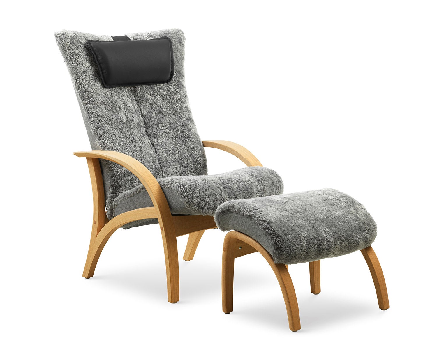 Delta Adventure Large Fåtölj med Pall i oljad ek i fårskinnet Scandinavian Grey