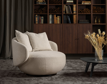 Rondo Snurrfåtölj i tyget Gianni Cream