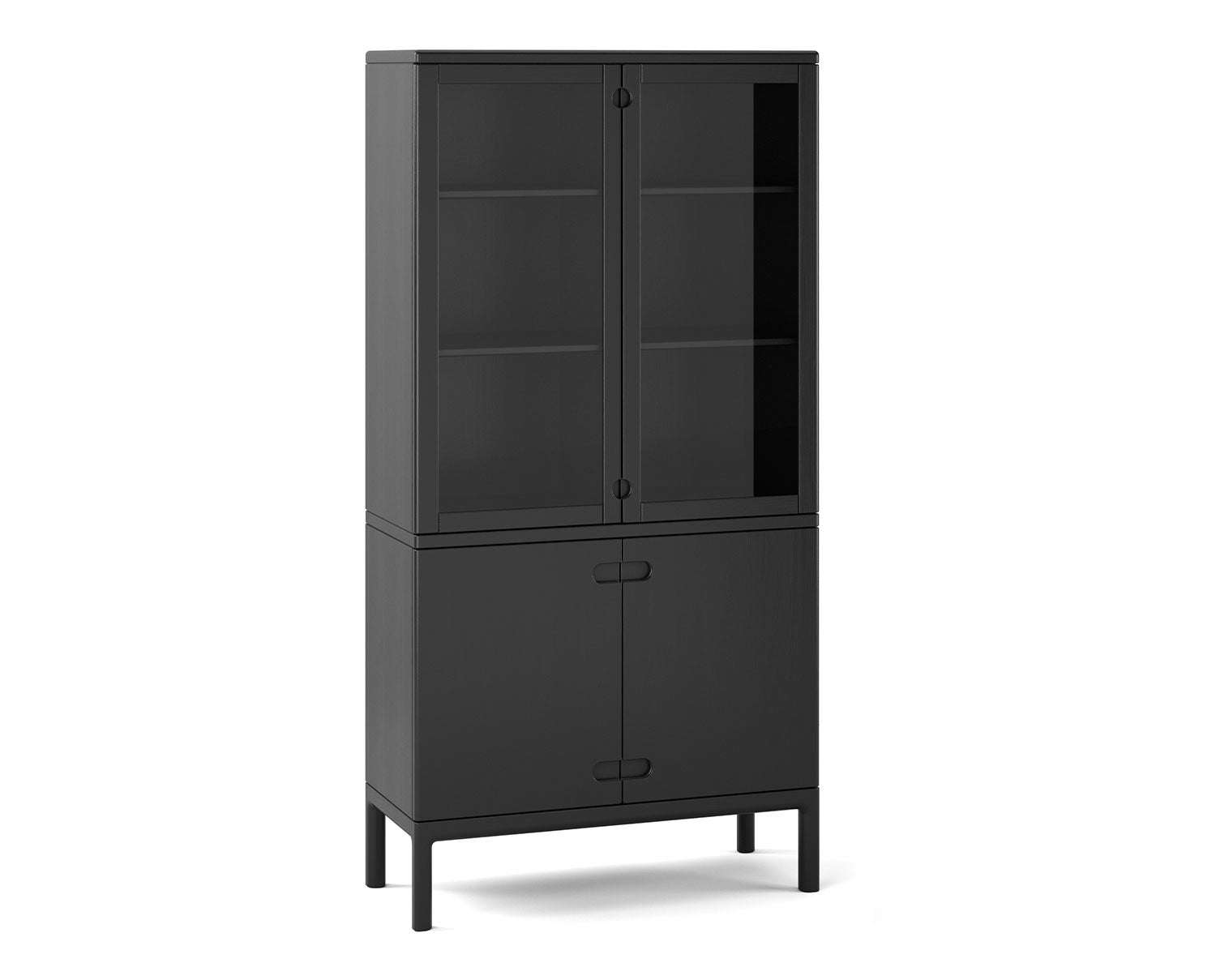 Prio Vitrinskåp i massiv björk i standardkulören Svart 52