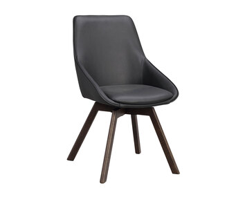 Alison stol i svart läder, bruna ekben