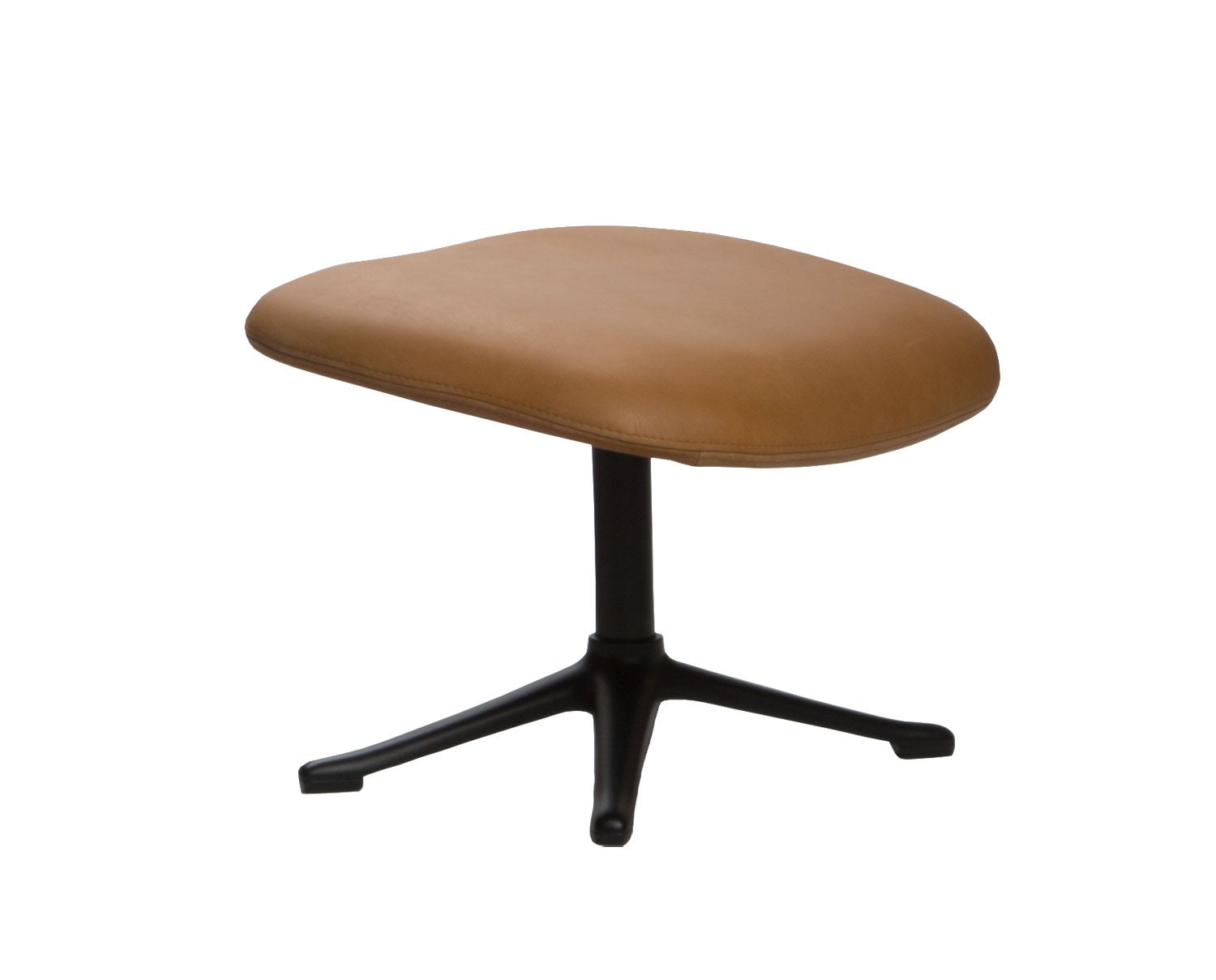 Stilo Fotpall i lädret Nature Cognac med ben i svart aluminium