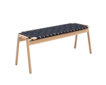 Klupa bänk 120 cm vit hårdvaxoljad ek, svart bomullsband från Gazzda