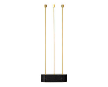 Grasil Golvljusstake | Svart Marmor/ Guld