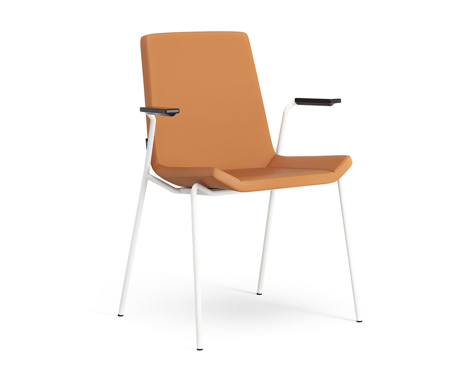 Karmstol | Läder: Elmosoft 54035 Cognac | Vitt medstativ