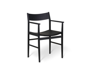 Siza Karmstol Svartlaserad Ask / Skinnsits