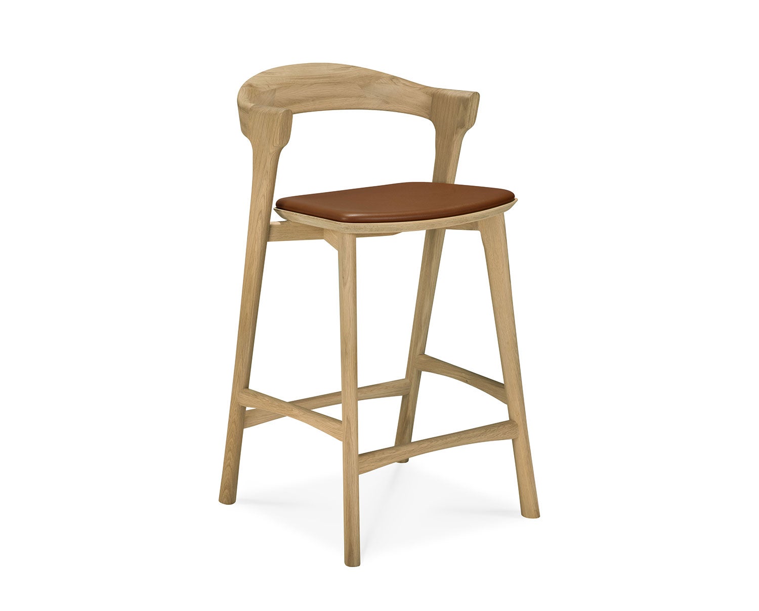 Bok Barstol i sitthöjd 66 centimeter med lädersits i lackad ek
