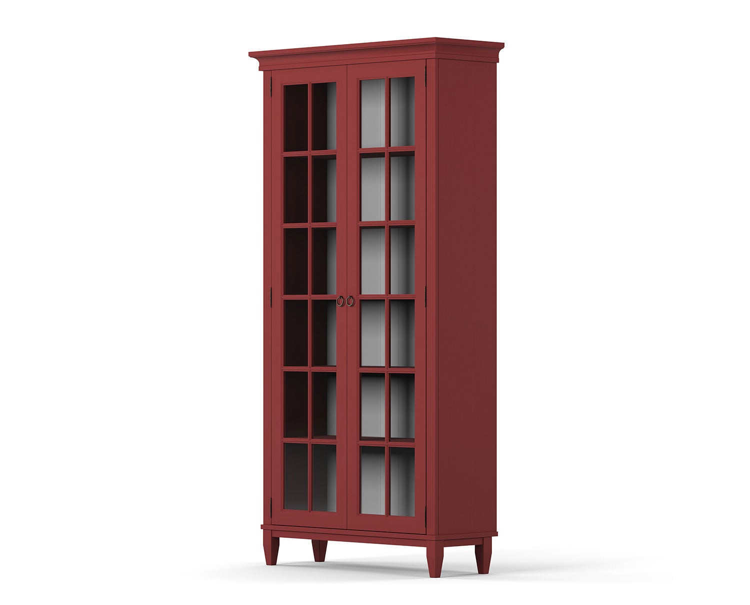 Stockholm Vitrinskåp med två dörrar och glassidor i utförandet Röd