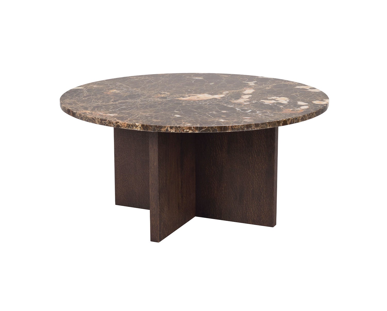 Brooksville Soffbord Runt Brun Marmor Brun Ek
