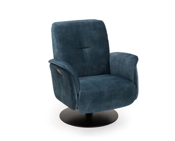 Louise fåtölj klädd i tyg Adore 3153 Petrol med fot G1 Svartlackad Ek