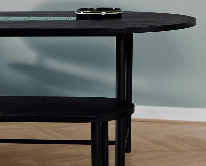 Be My Guest Matbord Svart / Grön med Be My Guest Bänk i svartoljad ek