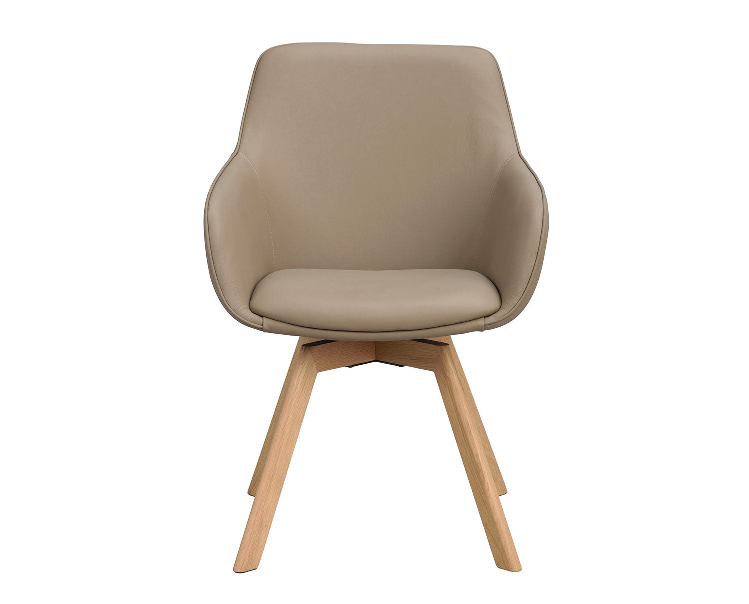 Alison karmstol i beige läder, ekben