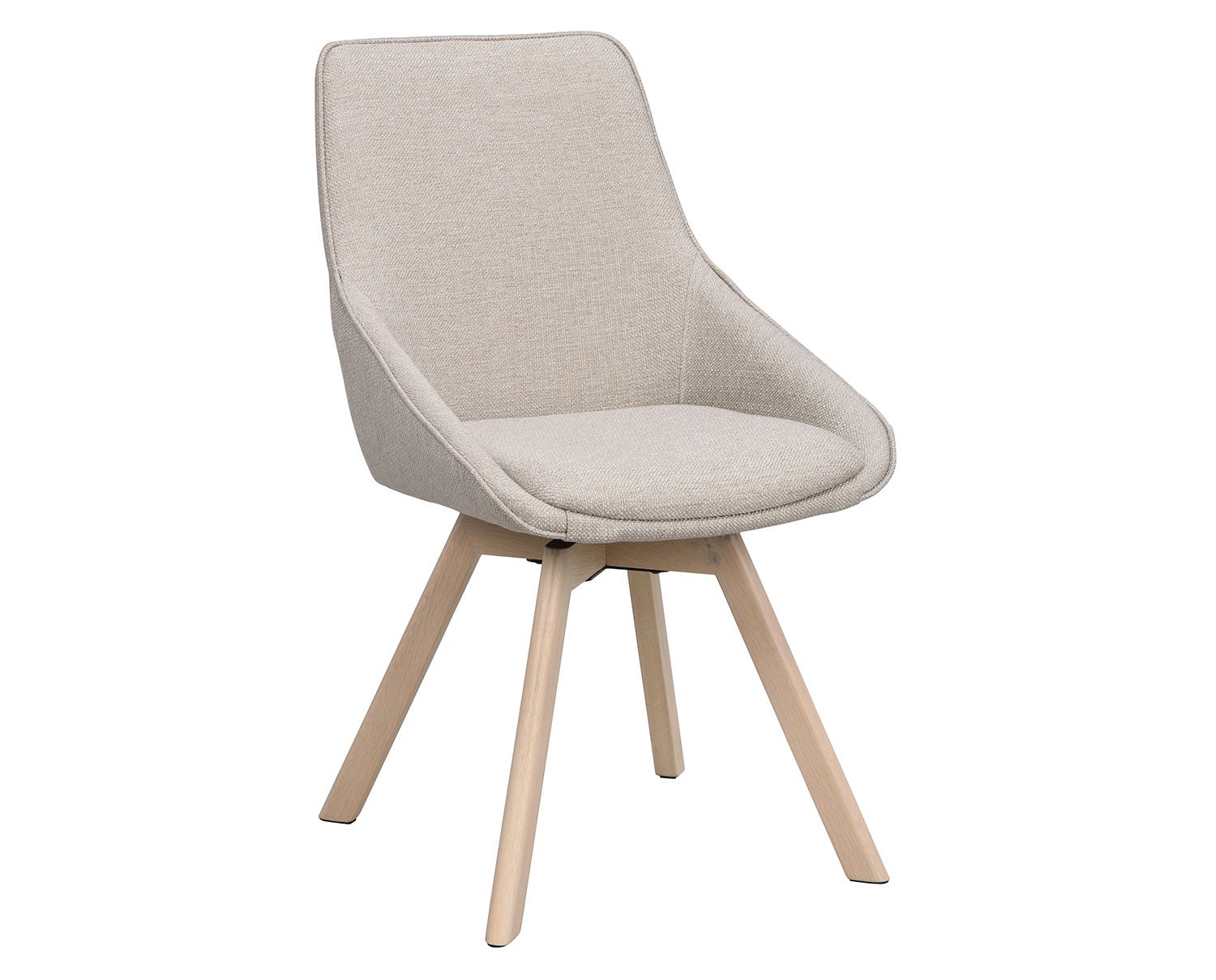 Alison stol i beige tyg, vitpigmenterade ekben