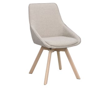 Alison stol i beige tyg, vitpigmenterade ekben