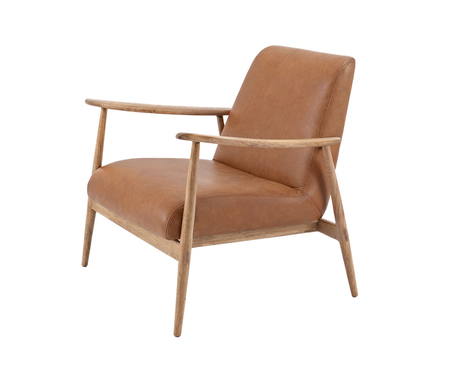 Aska Loungefåtölj i vitoljad ek klädd i lädret Dakar Nature