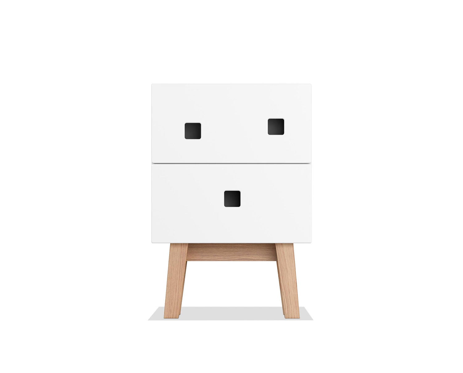 Peep S1 Sängbord i färgen Vit med ben i ek