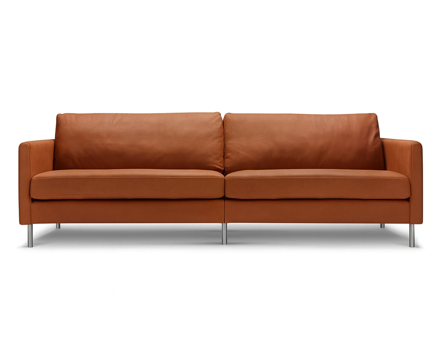 SITS Impulse soffa 4-sits i läder Aniline Cognac och med ben i krom