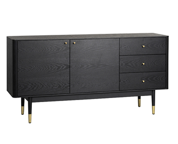 Fenwood Sideboard svart med två dörrar och tre lådor.
