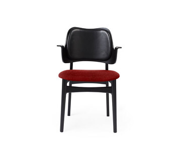 Gesture Stol klädd i tyget Brick Red och svart läder