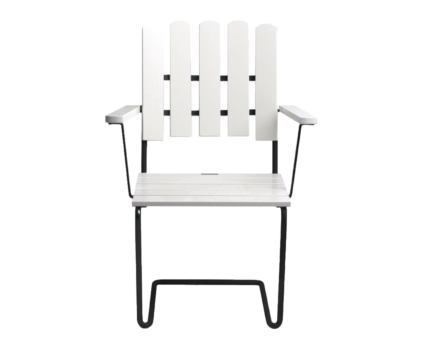 A2 Fåtölj i vitlackad ek med svart stativ