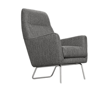Lafayette fåtölj med hög rygg, tyg Gena Antracit, ben i borsta krom | Furninova