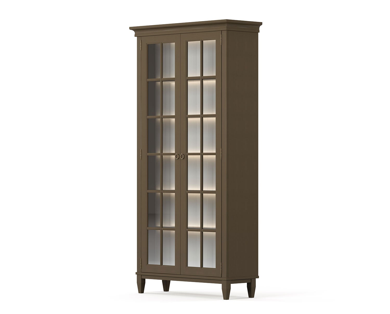 Stockholm Vitrinskåp med två dörrar och glassidor i utförandet Mocha