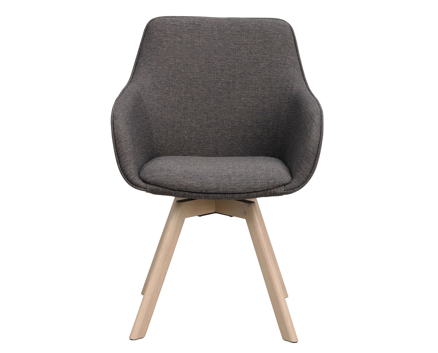 Alison karmstol i mörkgrått tyg, vitpigmenterade ekben