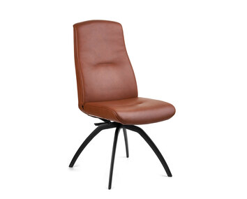Freetime Stol utan Armstöd i läder Western Cognac | Snurrfot i Aluminium