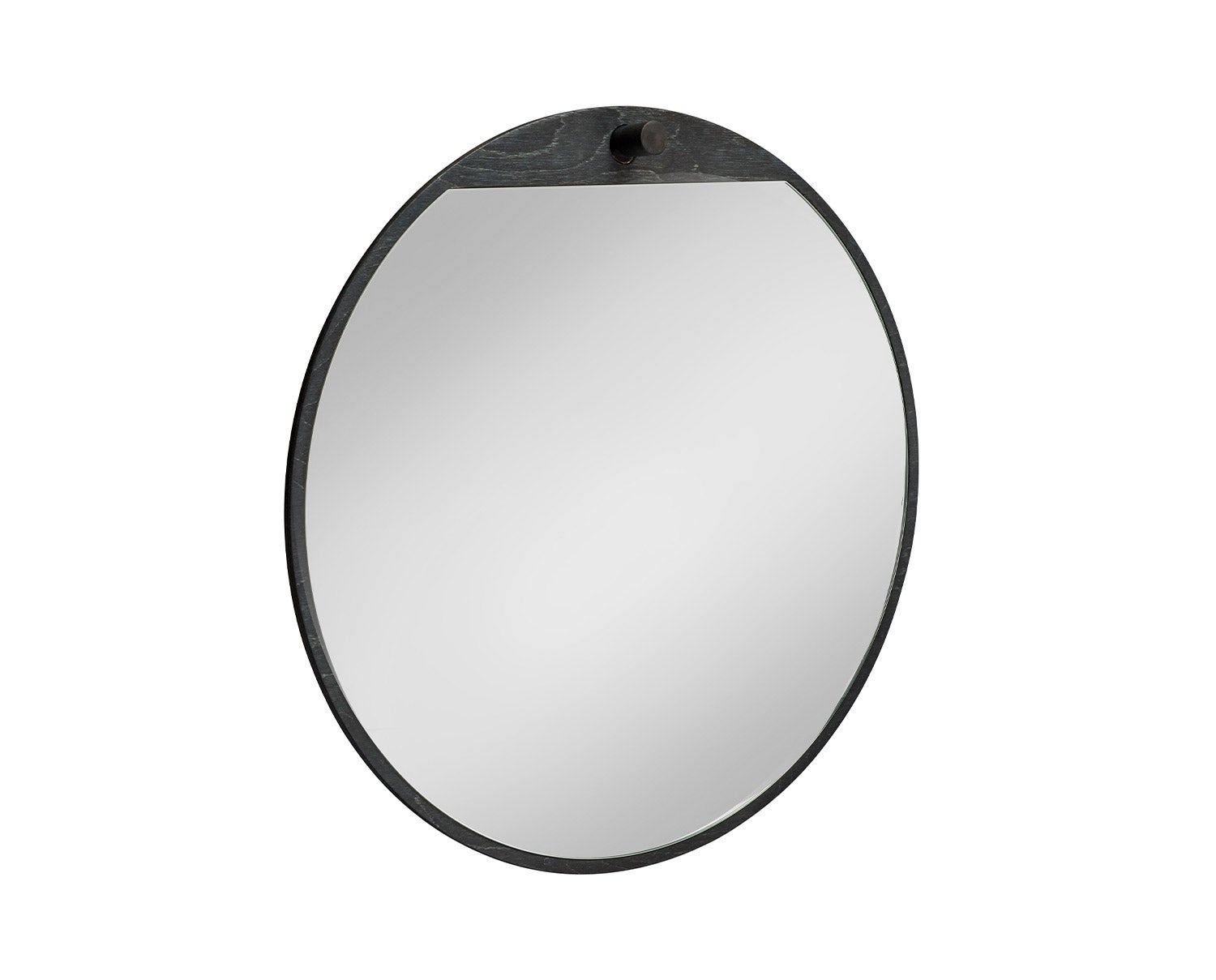 Tillbakablick Spegel Rund Svartbetsad Björk