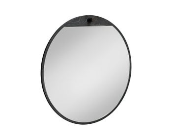 Tillbakablick Spegel Rund Svartbetsad Björk