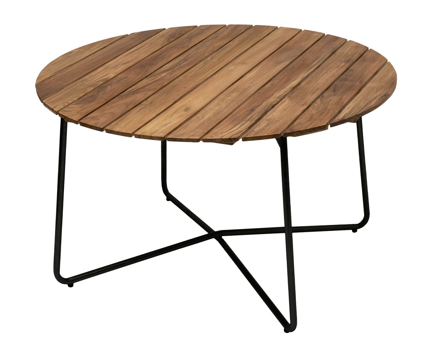 Bord 9A Ø120 i teak med svart stativ