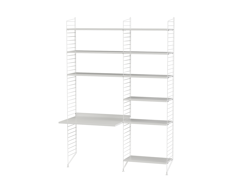 String Kombination med bokhylla och skrivbord i färgen vit