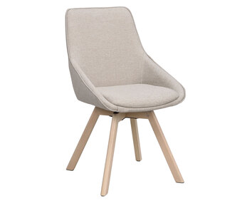 Alison stol i beige tyg, vitpigmenterade ekben