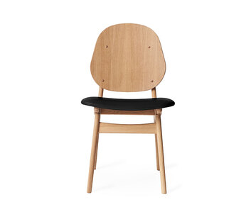 Noble Stol i ek, klädd i svart läder