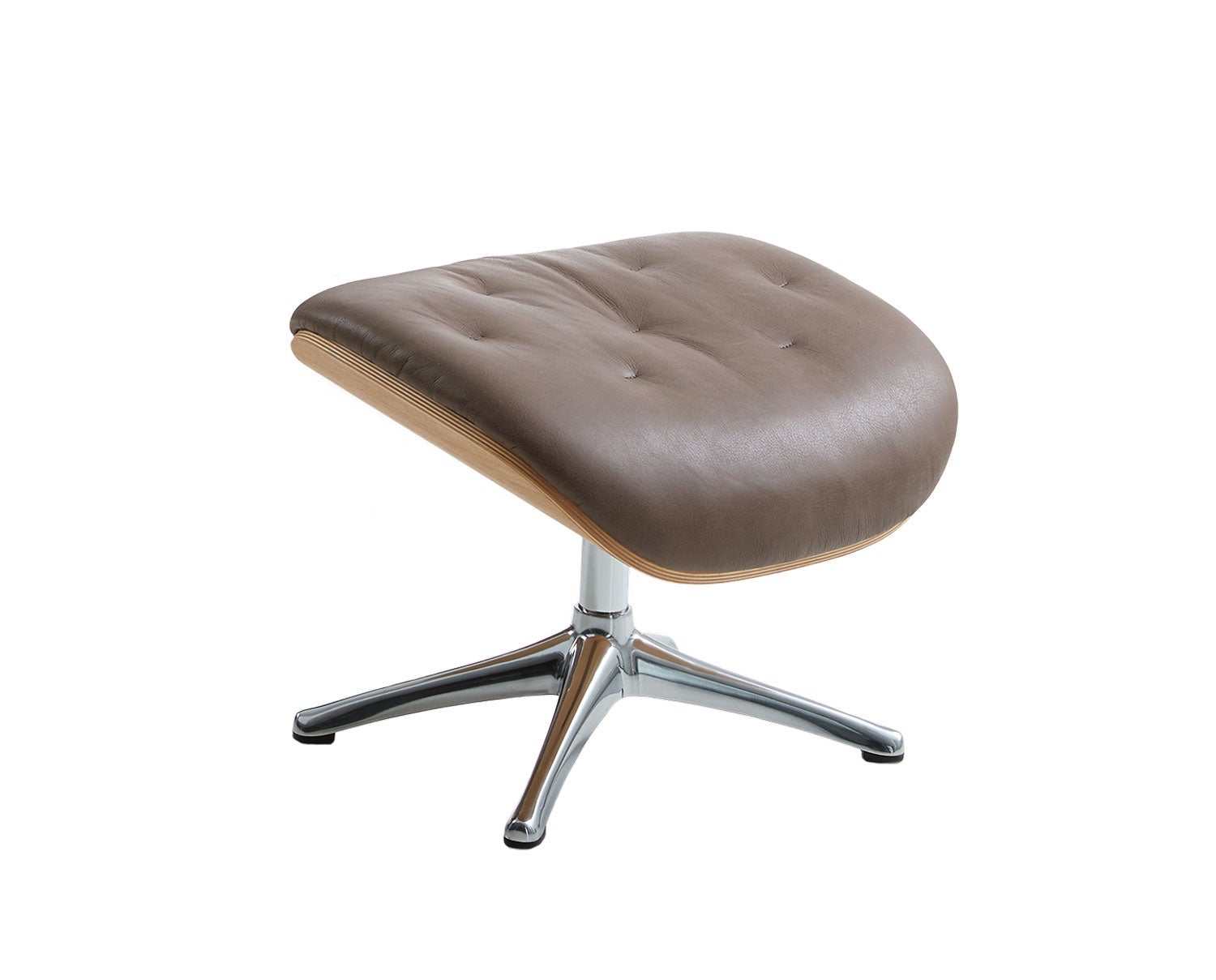 Volden Fotpall med fanérsidor med ben i polerad aluminium