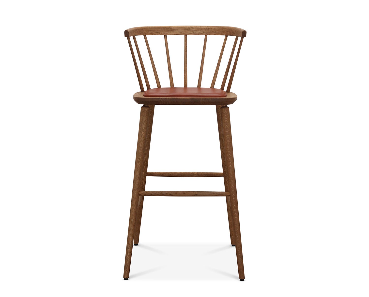 Florida Barstol i mörkpigmenterad oljad ek med sits i Tärnsjö Läder i färgen Cognac