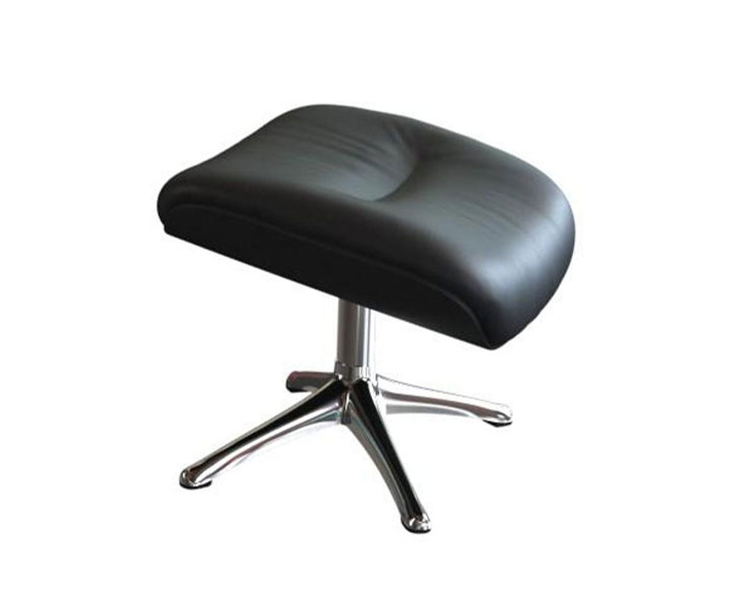 More Fotpall i lädret Savoy Platin Black med ben i polerad aluminium