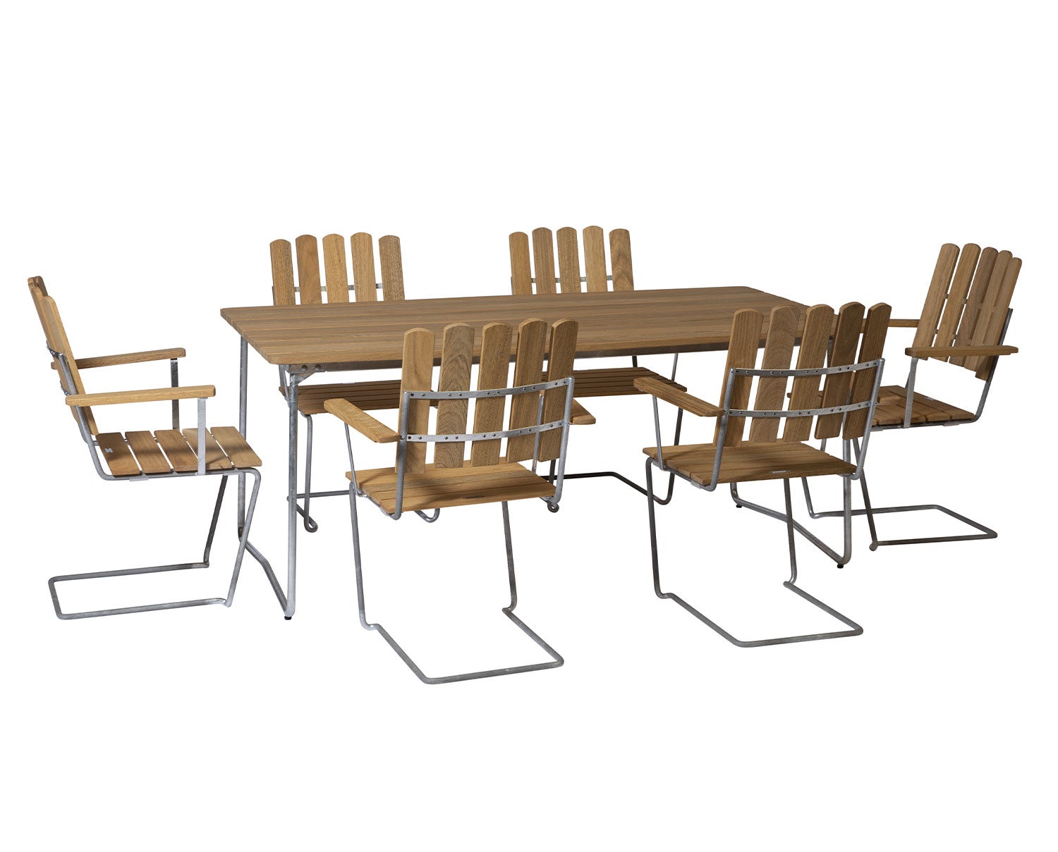 Matgrupp ett Bord B31 170 + sex stycken Fåtölj A2 i oljad ek från Grythyttan