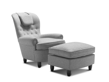 Jättepaddan Fåtölj med fotpall i tyget Amdal 130