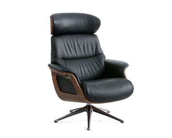 Clement Fåtölj med fanér i läder Savoy i färgen Platin Black med ben i polerad aluminium