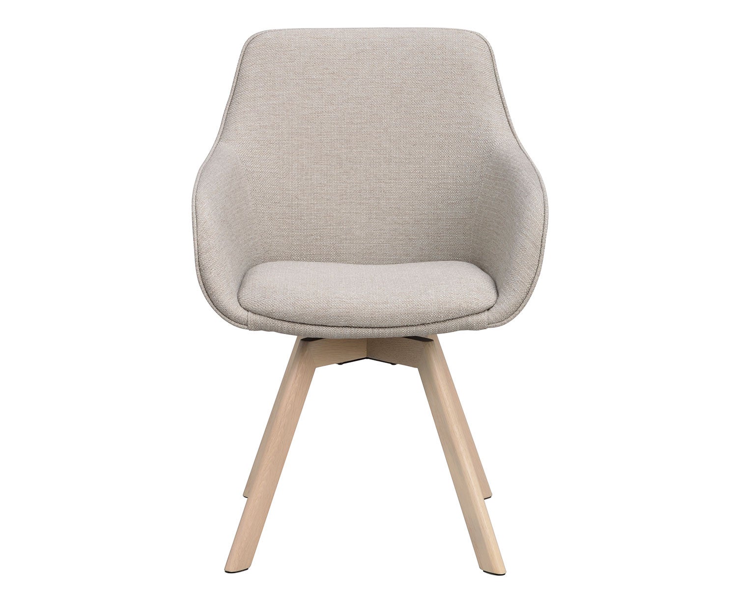 Alison karmstol i beige tyg, vitpigmenterade ekben