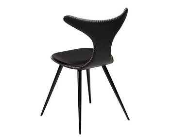 Dolphin Stol Svart Konstläder Svarta Raka Ben