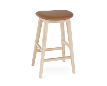 Kyoto Barpall i vitoljad ek med lädersits i Cognac