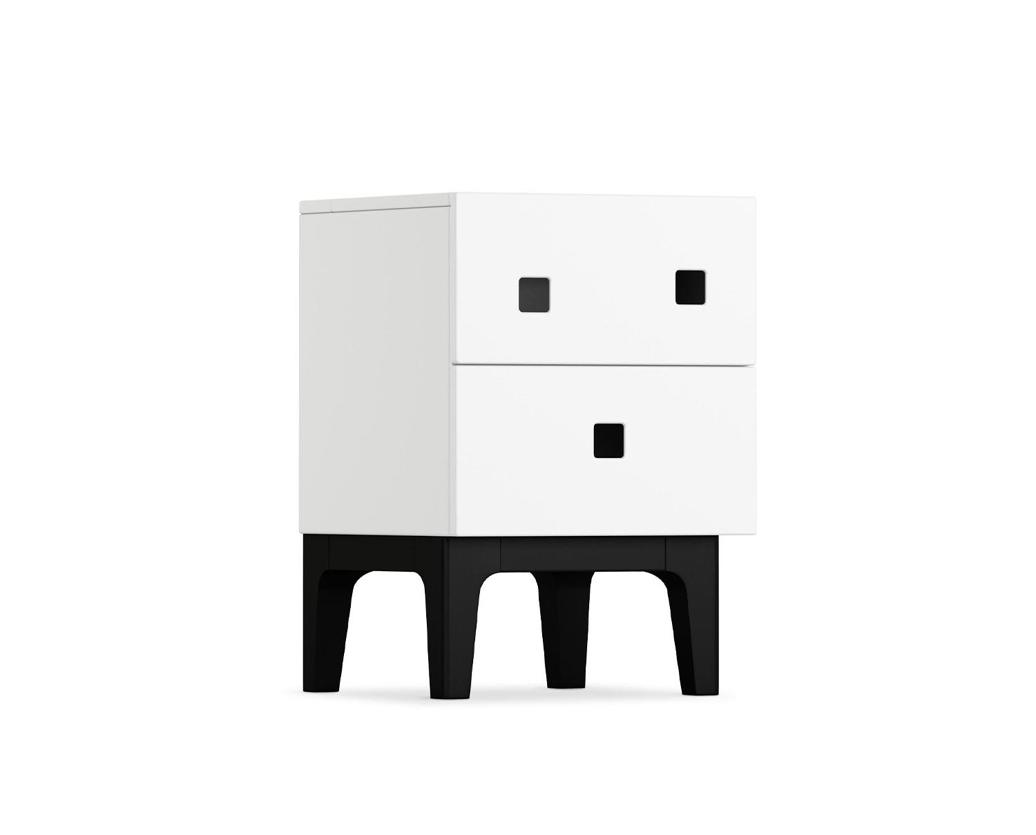 Peep S1 Sängbord i färgen Vit med ben i svartlackad ek