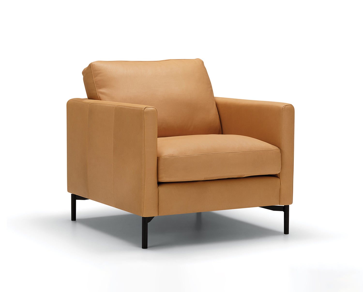 Sits Impulse fåtölj i läder aniline 1 Latte med svarta metallben