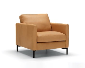Sits Impulse fåtölj i läder aniline 1 Latte med svarta metallben