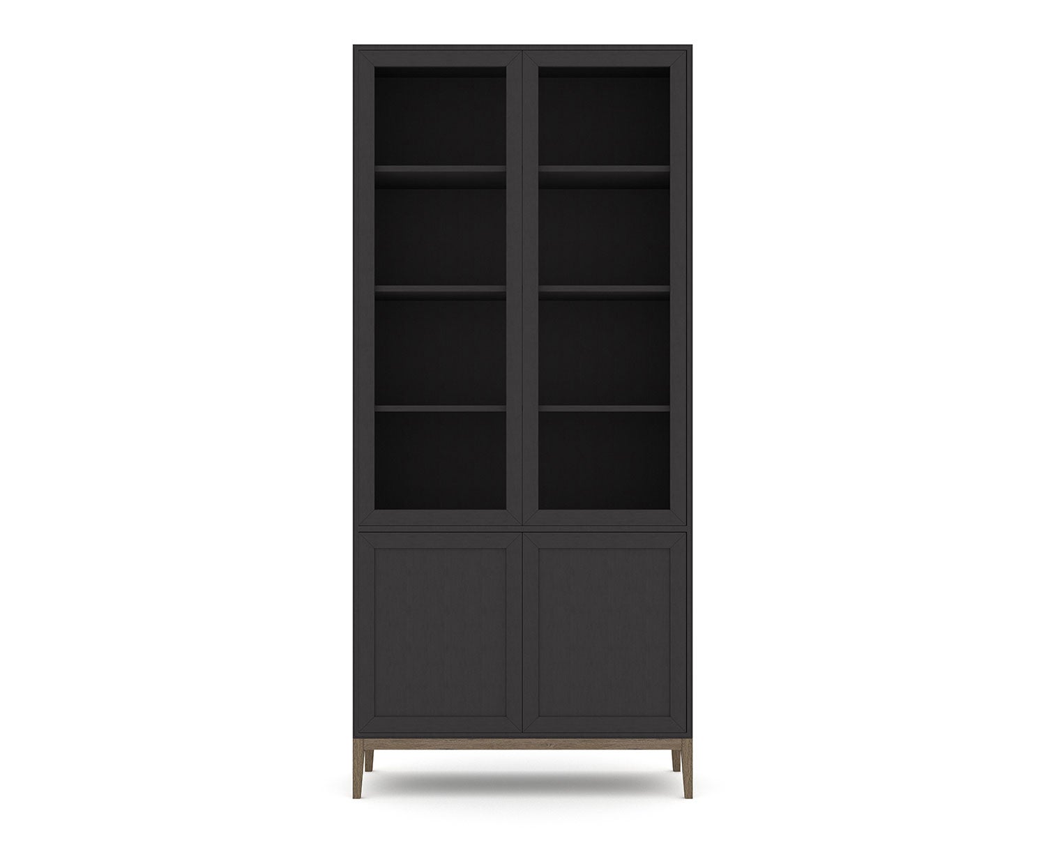 Edge 2.0 Vitrinskåp Fyra Dörrar Black Burned Walnut