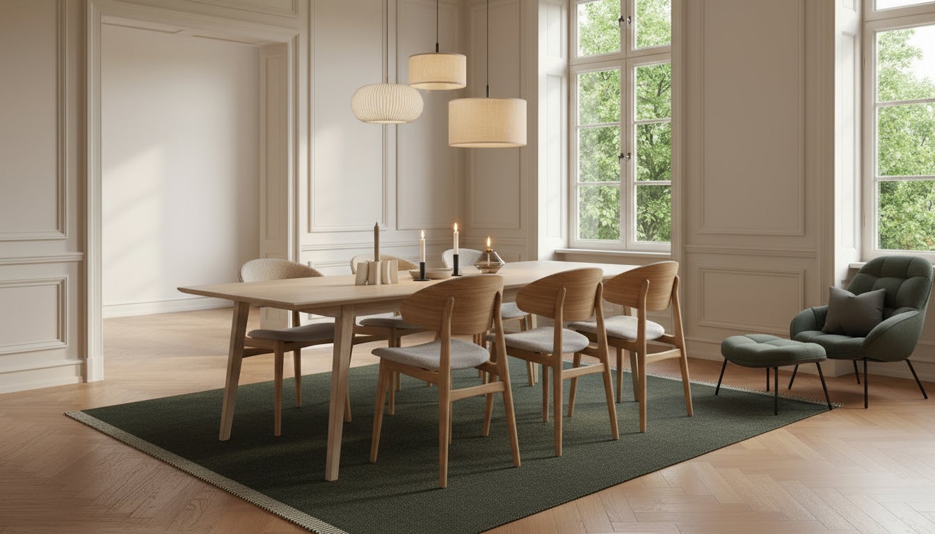 Flex-matbord-lifestyle.jpg NINETEEN23 Flex matbord med E Retroben & Ram Wood Comfort stol