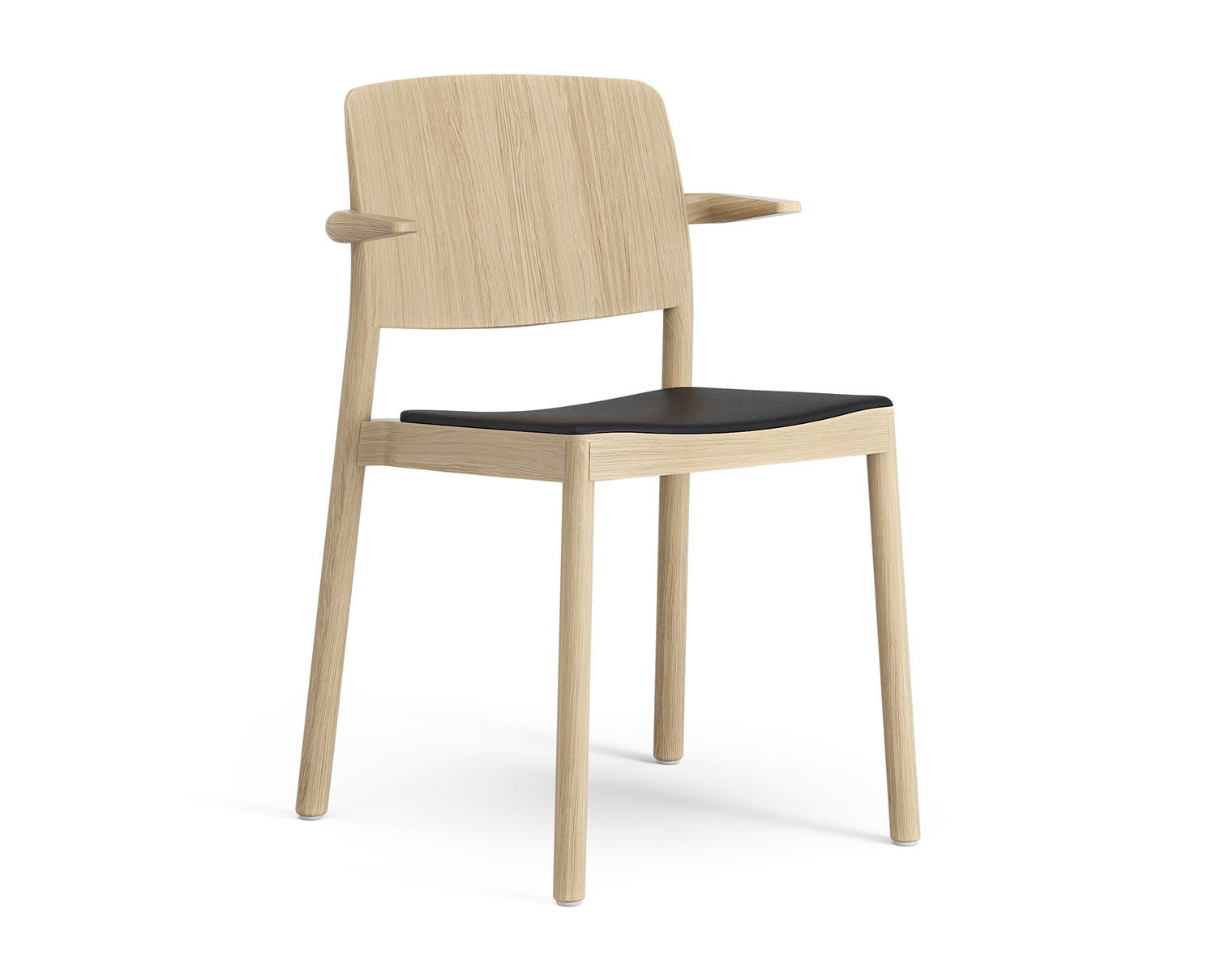 Modell: Karmstol med klädd sits | Trä: Lackad ek | Läder: Baltique 99011