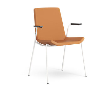 Karmstol | Läder: Elmosoft 54035 Cognac | Vitt medstativ